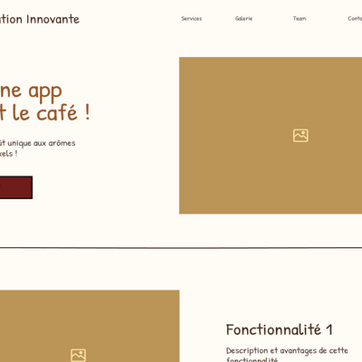 Maquette d'un site web à propos d'une app qui fait le café